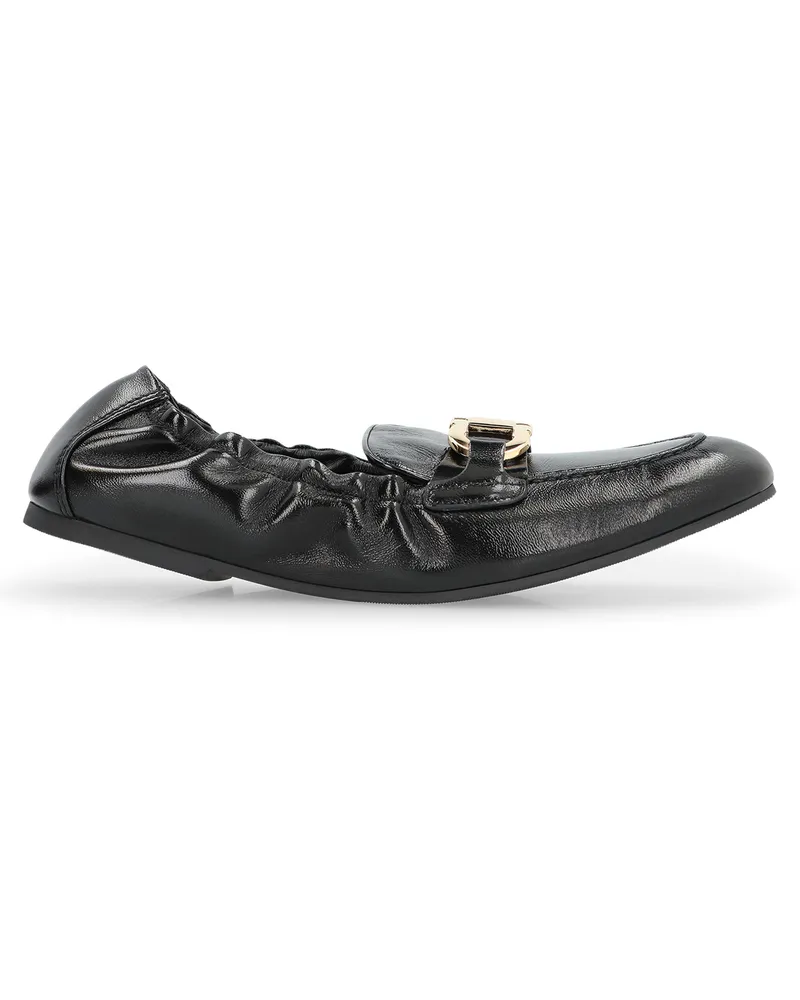 Ferragamo Women's Jodie Leather Loafers Black Lamb Black