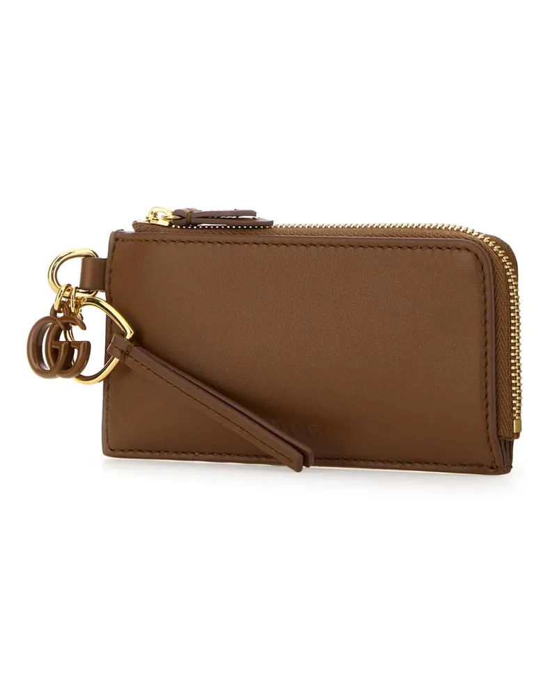 Gucci Women's Caramel Leather Card Holder Sundialsundial Portafogli Brown