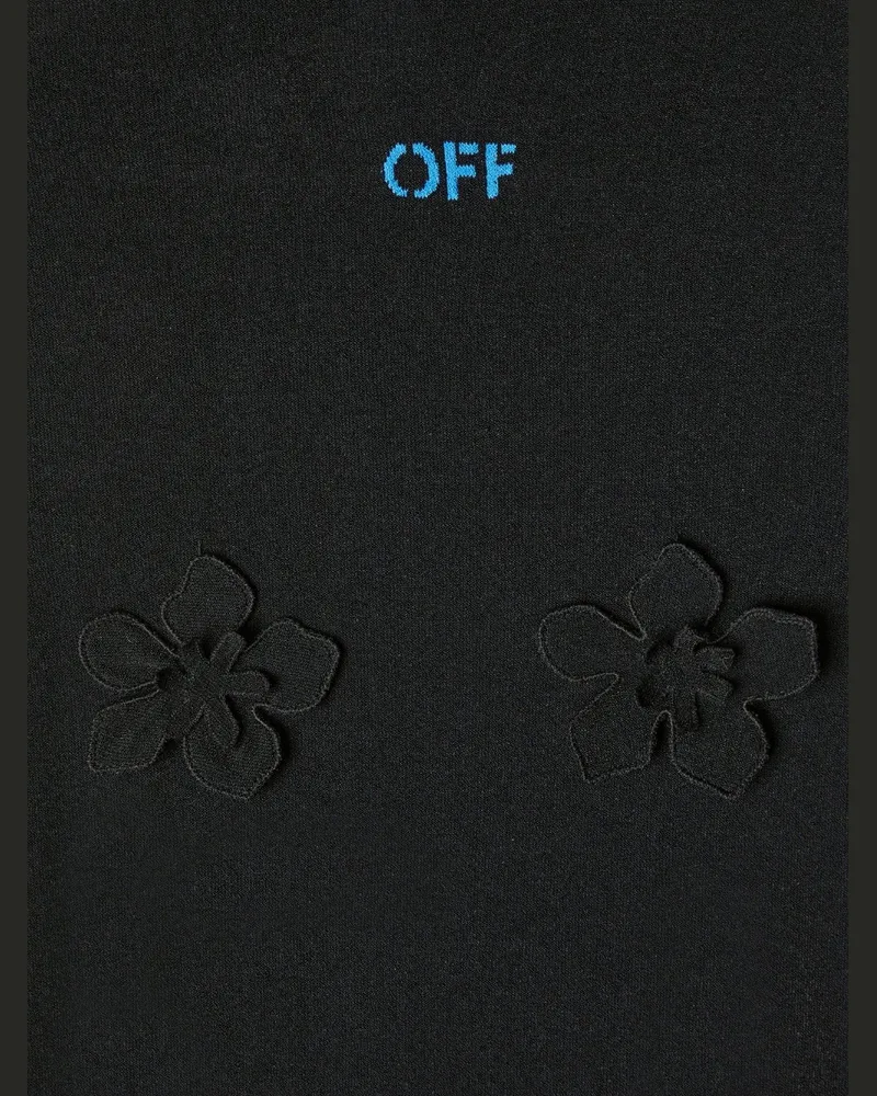 OFF-WHITE Floral-Appliqué Hooded Dress — Black Black