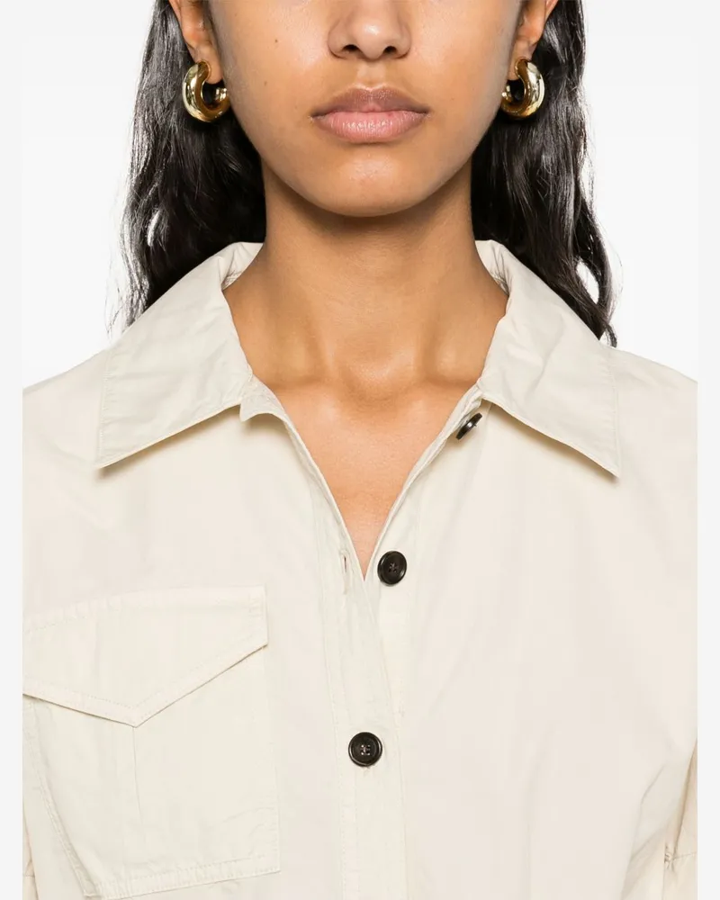 Woolrich Belted Cotton Shirt Dress — Cream Cream