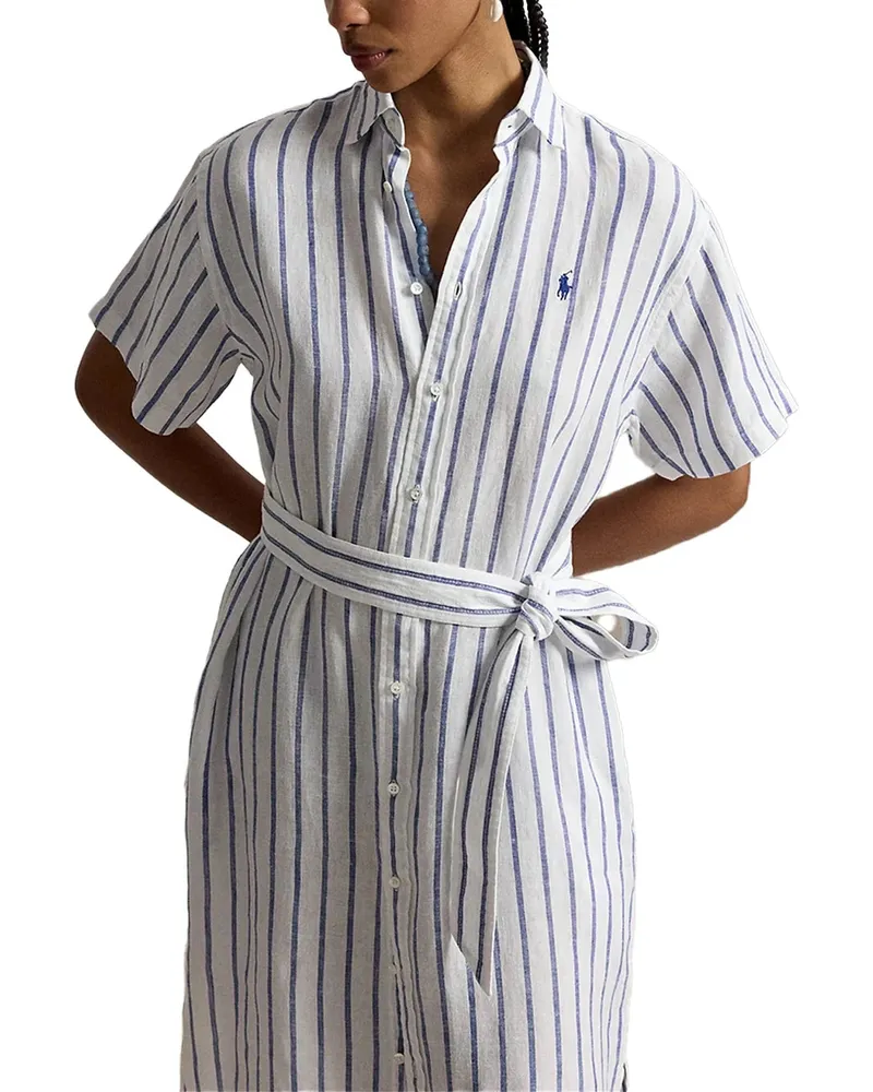 Ralph Lauren Striped Linen Midi Dress — White White