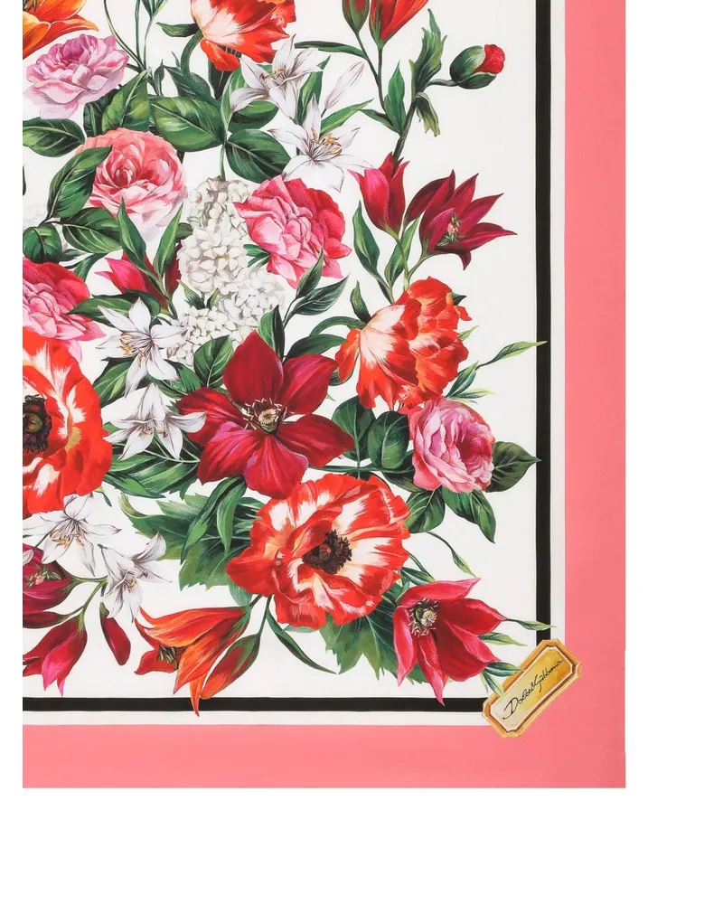 Dolce & Gabbana Silk Twill Floral Print Scarf — Multicolor Multicolor