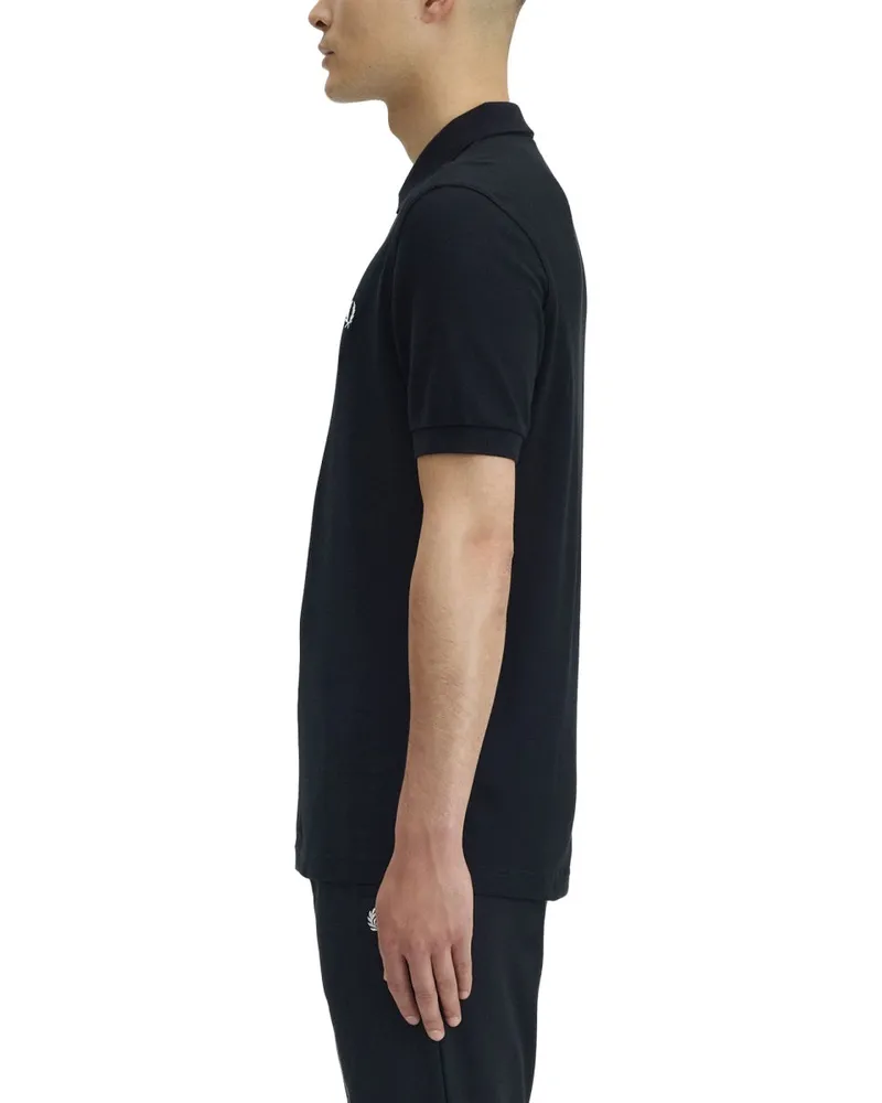 Fred Perry Logo-Embroidered Cotton Polo Shirt — Black Black