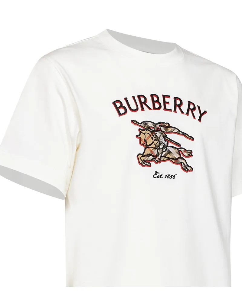 Burberry Knight Check Embroidered T-Shirt — White White