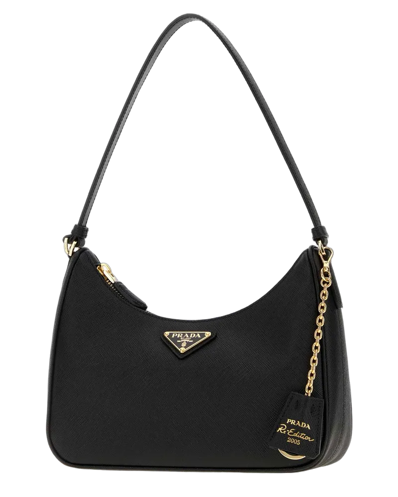 Prada Women's Black Leather  Re-Edition 2005 Shoulder Bag Nero 1 + Oro Beauty Perfumes Black