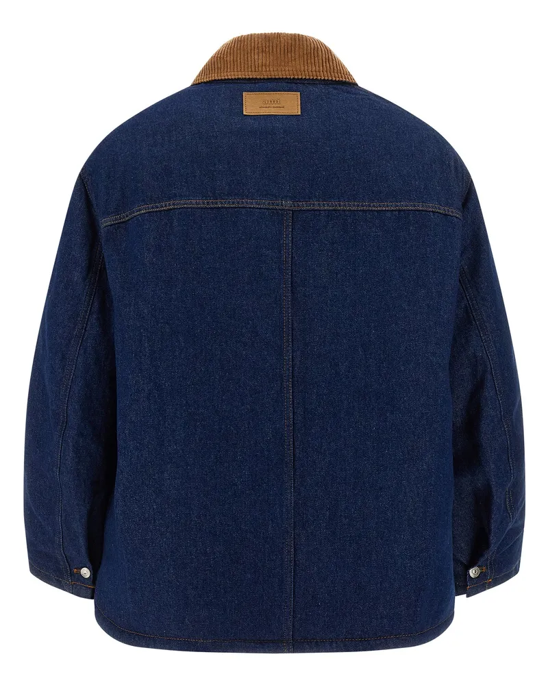 AMI Paris Men's Blue Cotton Denim Jacket Clothing Blue