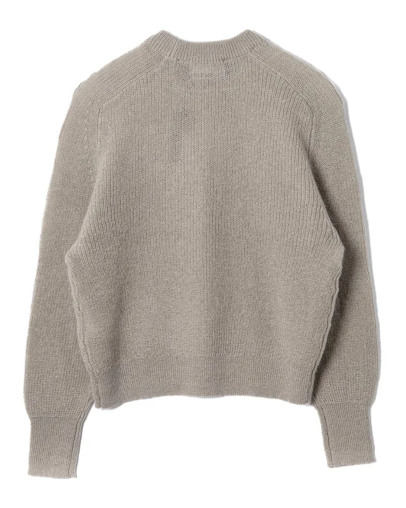 ROTATE Birger Christensen Logo Patch Knit Sweater — Gray Gray