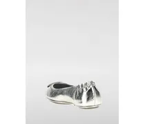 Women's Silver Leather Ballet Flats