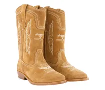 Women's Embroidered Cowhide Western Ankle Boot Brown
