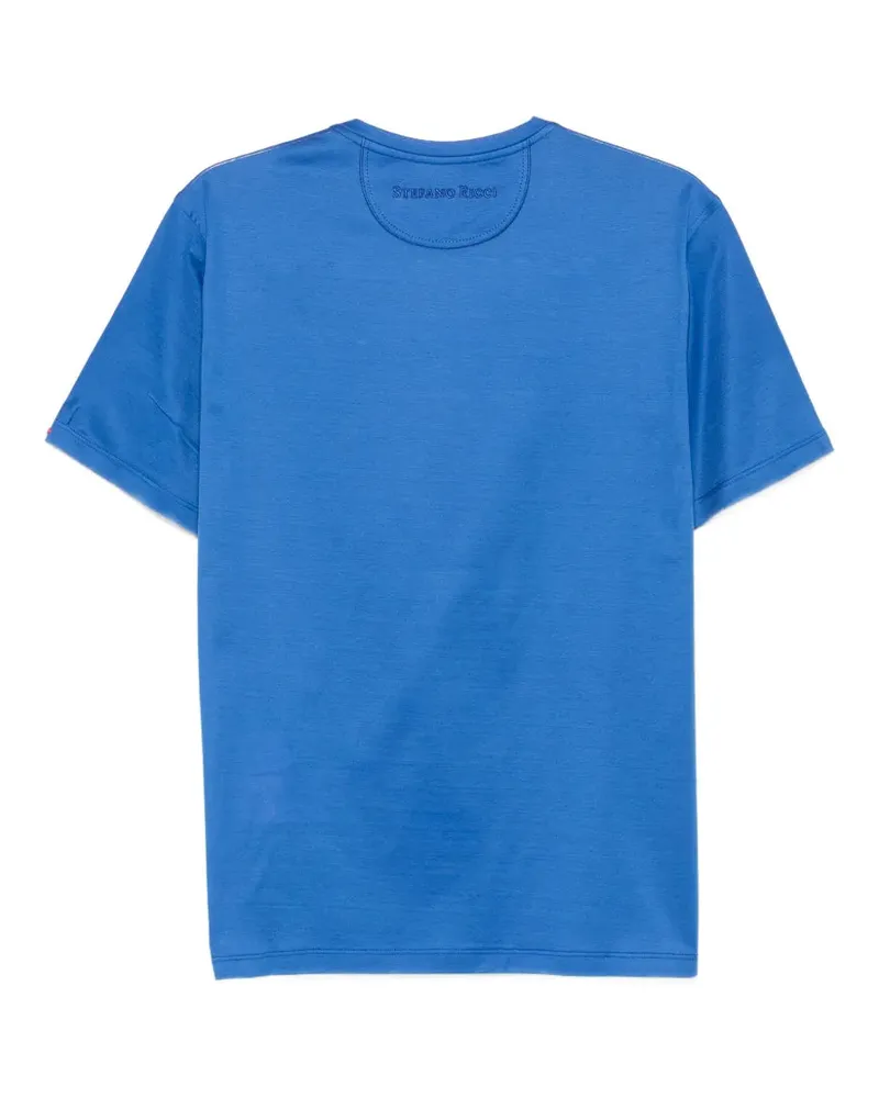 Stefano Ricci Men Crew-Neck T-Shirt Ss26 M Blue