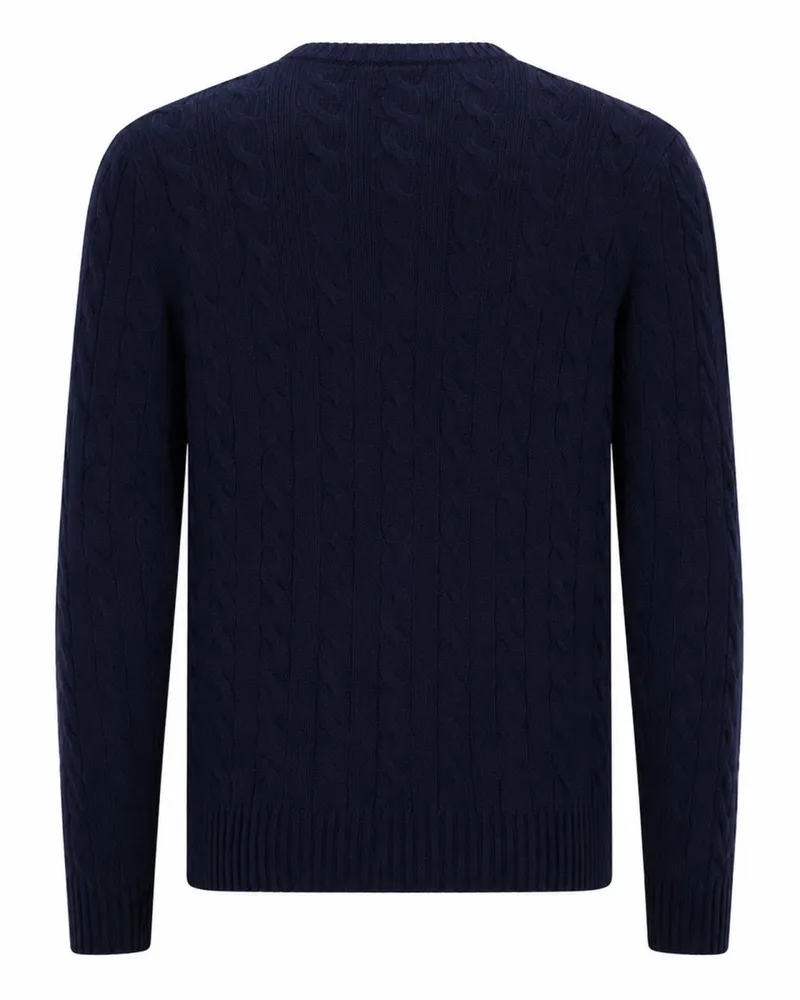 Ralph Lauren Wool and Cashmere Cable Knit Sweater — Navy Navy