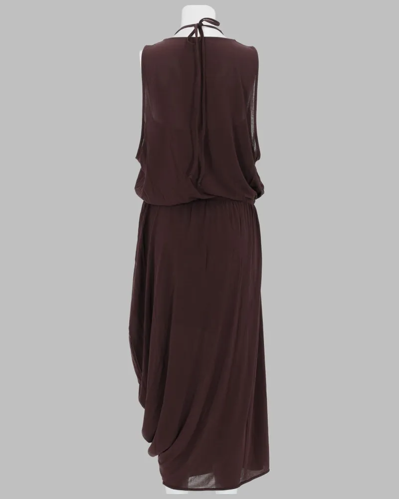 Christophe Lemaire Draped Double-Layer Viscose Dress — Brown Brown
