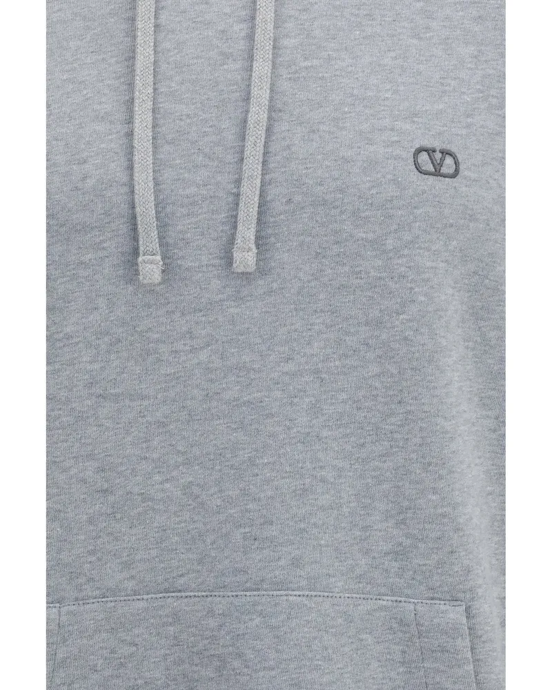 Valentino Garavani Men's Vlogo Signature Hoodie Grigio Melange Cotton Sweatshirts Sweater Gray