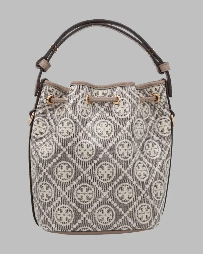 Tory Burch Women's Mini Bucket Bag T Monogram Dove Shoulder Gray