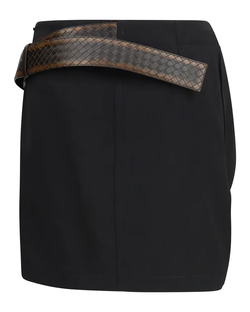 Bottega Veneta Grain De Poudre Merino Wool Mini Skirt — Black Black