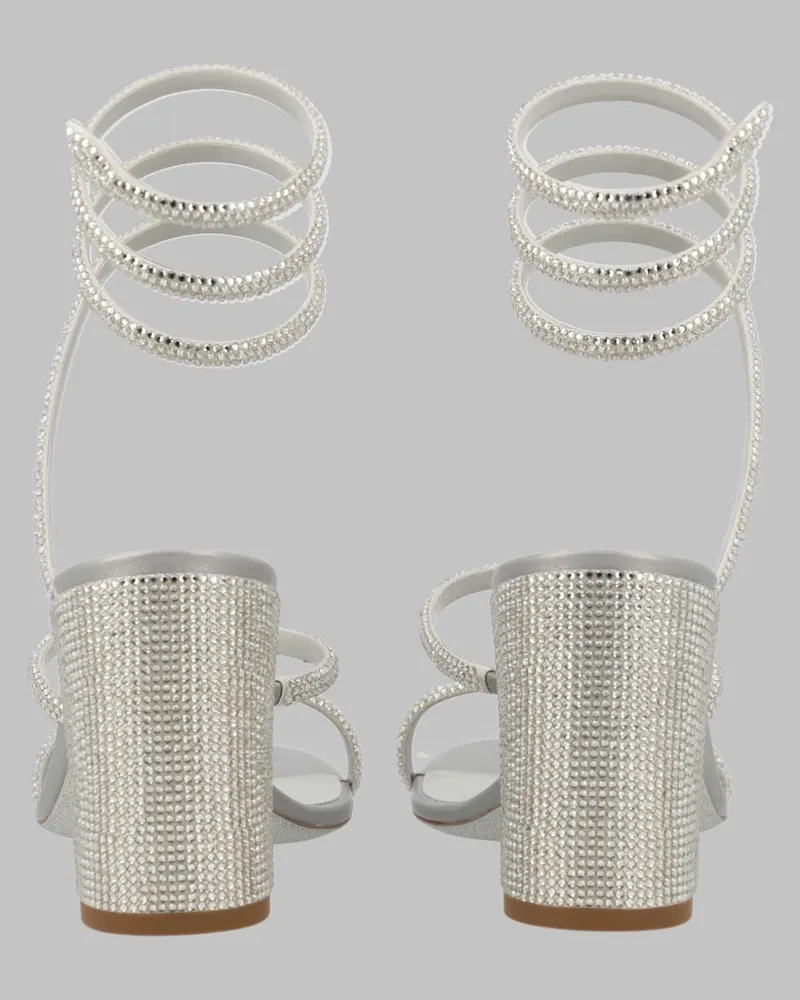 René Caovilla Cleo Heeled Sandal — Gray Gray