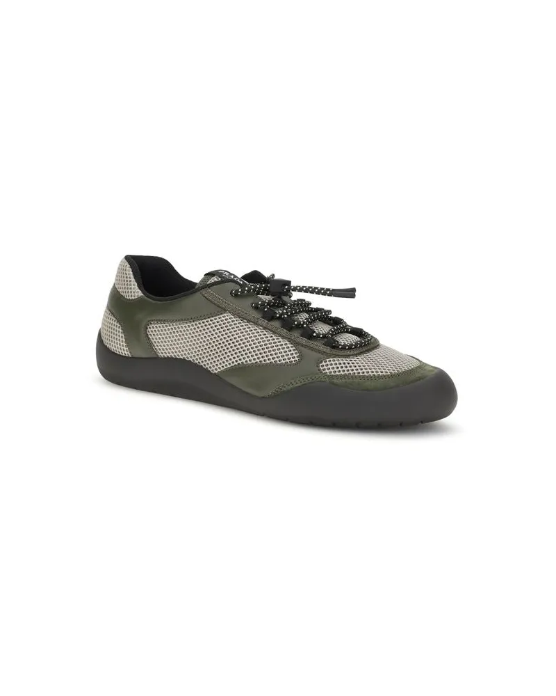Prada Men's Bicolor Polyester Athletic Sneakers Green