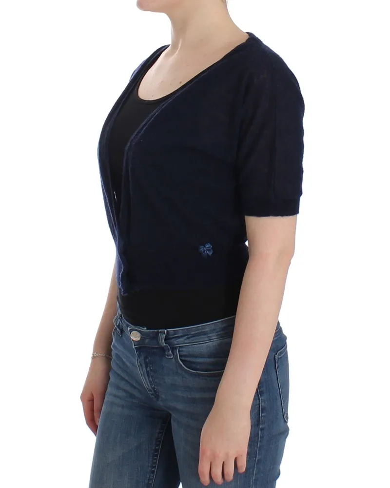 Ermanno Scervino Women Knit Blue Wool Sweater Cardigan Clothing Navy