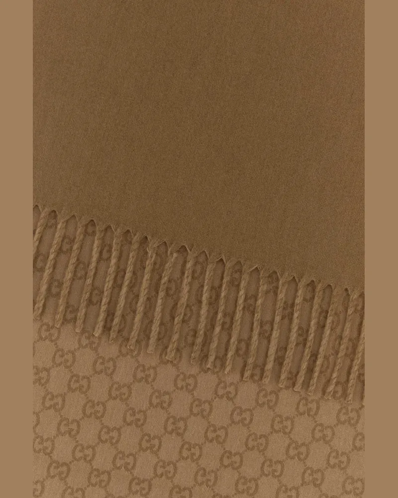 Gucci Men's Embroidered Wool Blend Scarf Camelbeige Textile Sciarpe E Foulard Scarfs Beige