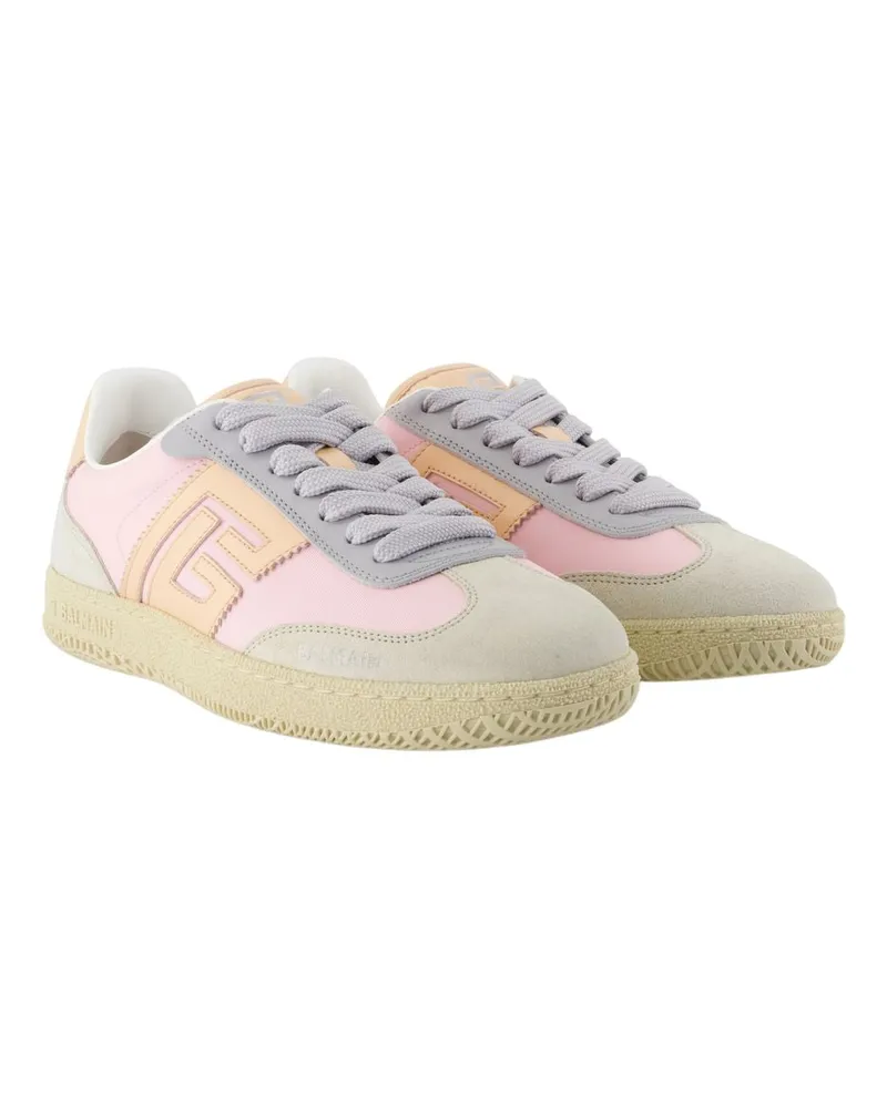 Balmain Women's Swan Sneakers -  Leather Multicolor Calfskin Shoes Pink