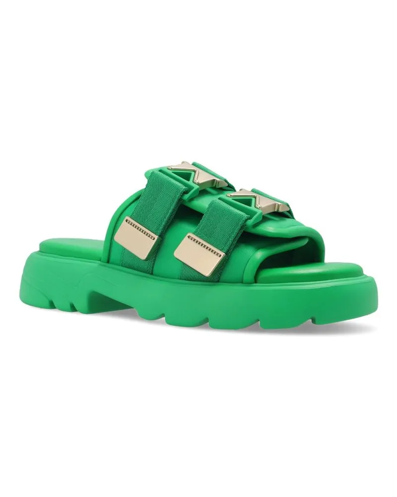 Bottega Veneta Women's Bicolor Nylon Slides Shoe Green