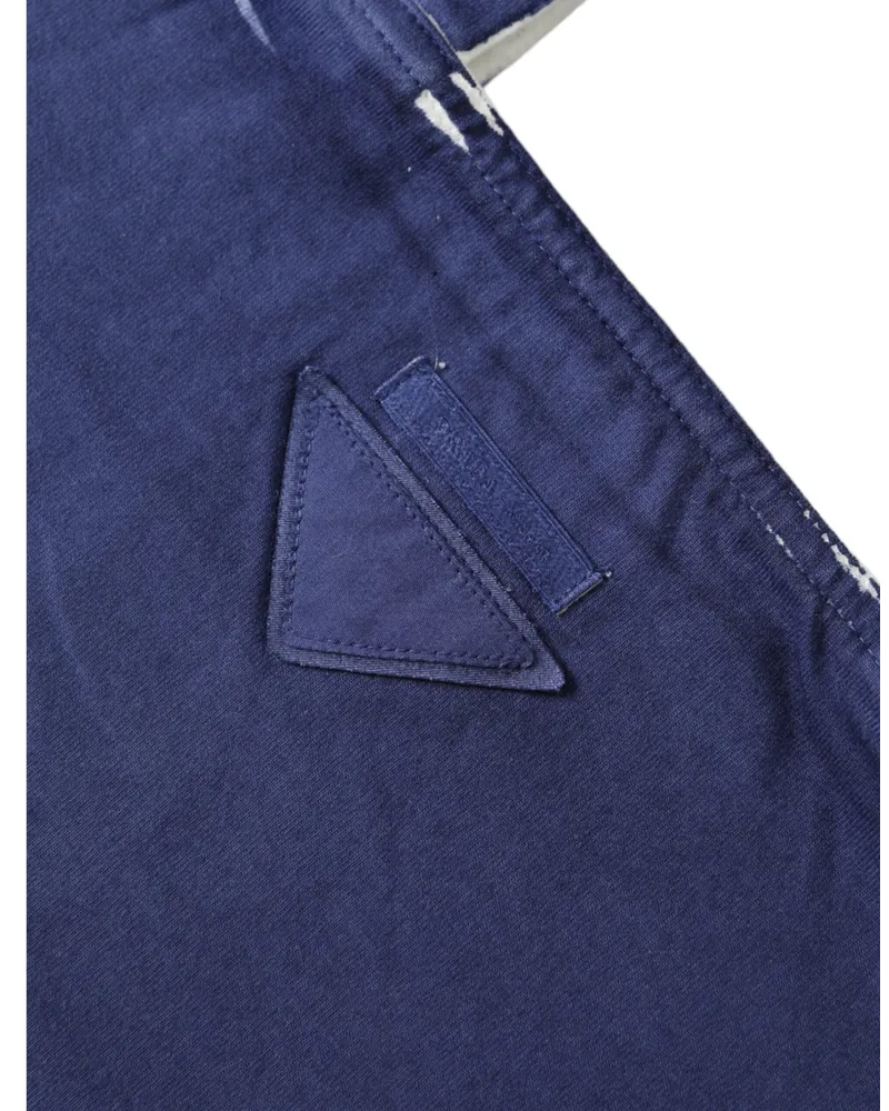 Prada Women's Blue Jersey Fabric Logo Shoulder Shopping Tote Bag Blue
