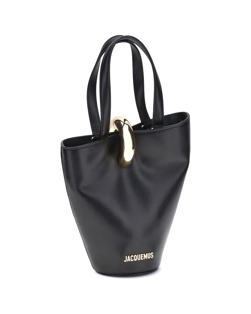 Jacquemus Women's Black Calf Leather Bos Taurus Backet Bag Black