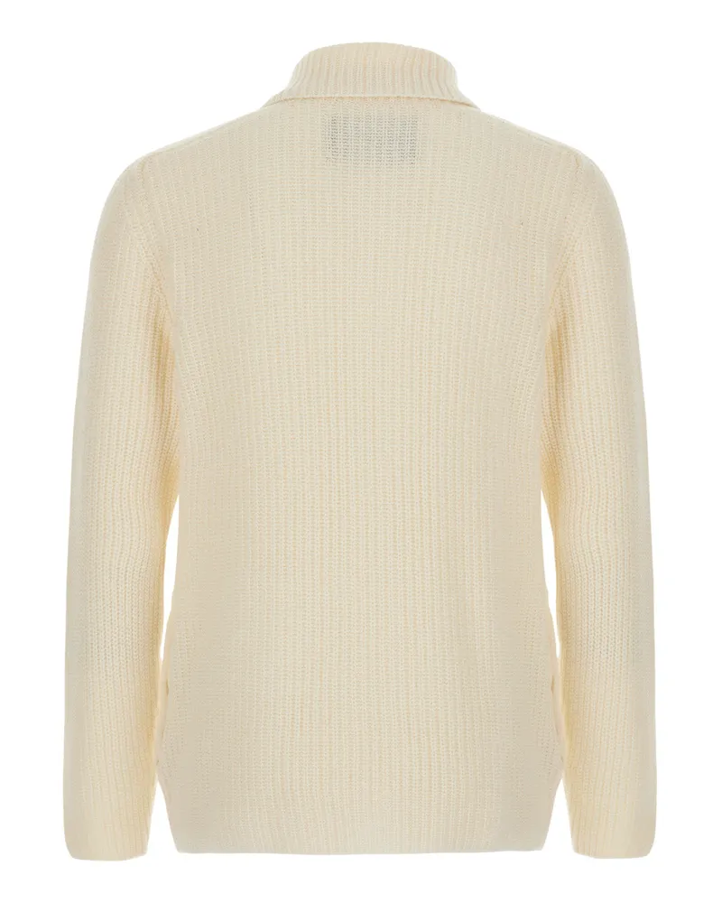 Tagliatore Ribbed-Knit Zip-Front Cardigan — White White