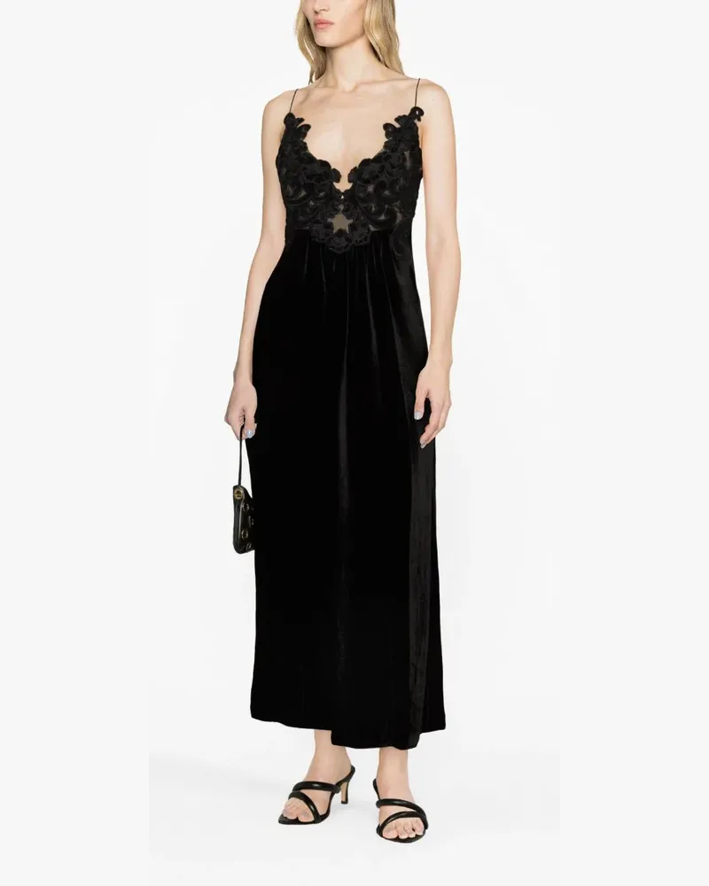 Zimmermann Women's Floral-Embellished Velvet A-Line Dress Aw23 W Black