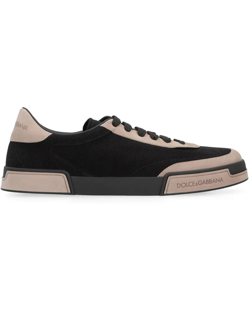Dolce & Gabbana Men's Portofino Yacht Low-Top Sneakers Black Cotton Trainers Black
