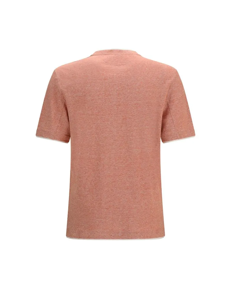 Brunello Cucinelli Men's Orange Cotton T-Shirt Orange