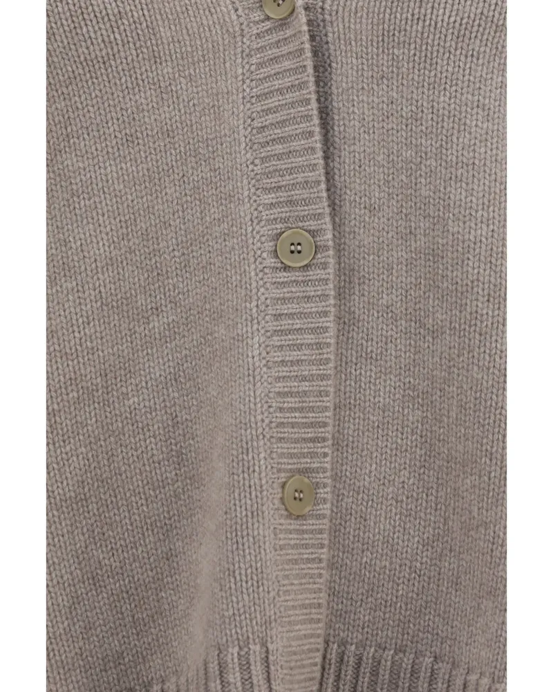 P.A.R.O.S.H. Women's V-Neck Button Cardigan Taupe Cashmere (capra Hircus) Sweater Gray