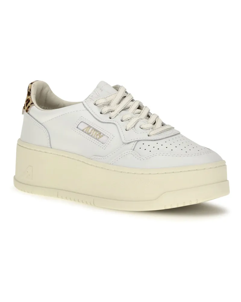 AUTRY Women's Medalist Platform Leather Sneakers White-Leopard White/leopard White