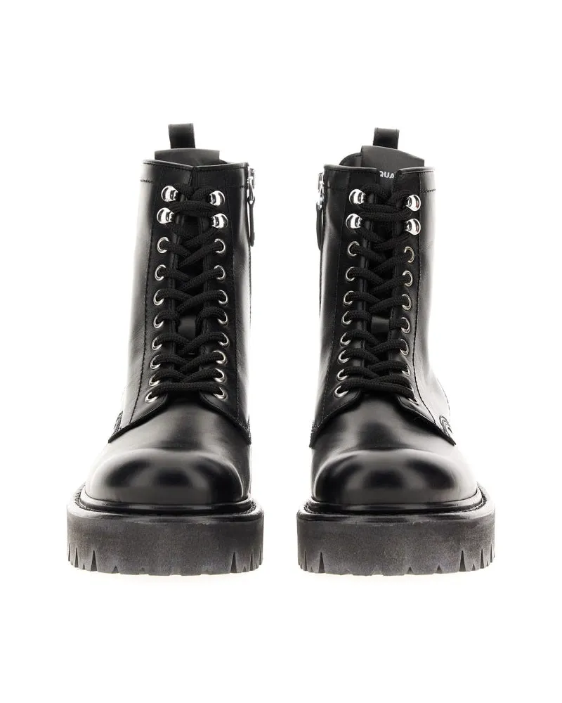 Dsquared2 Leather Ankle Boot — Black Black