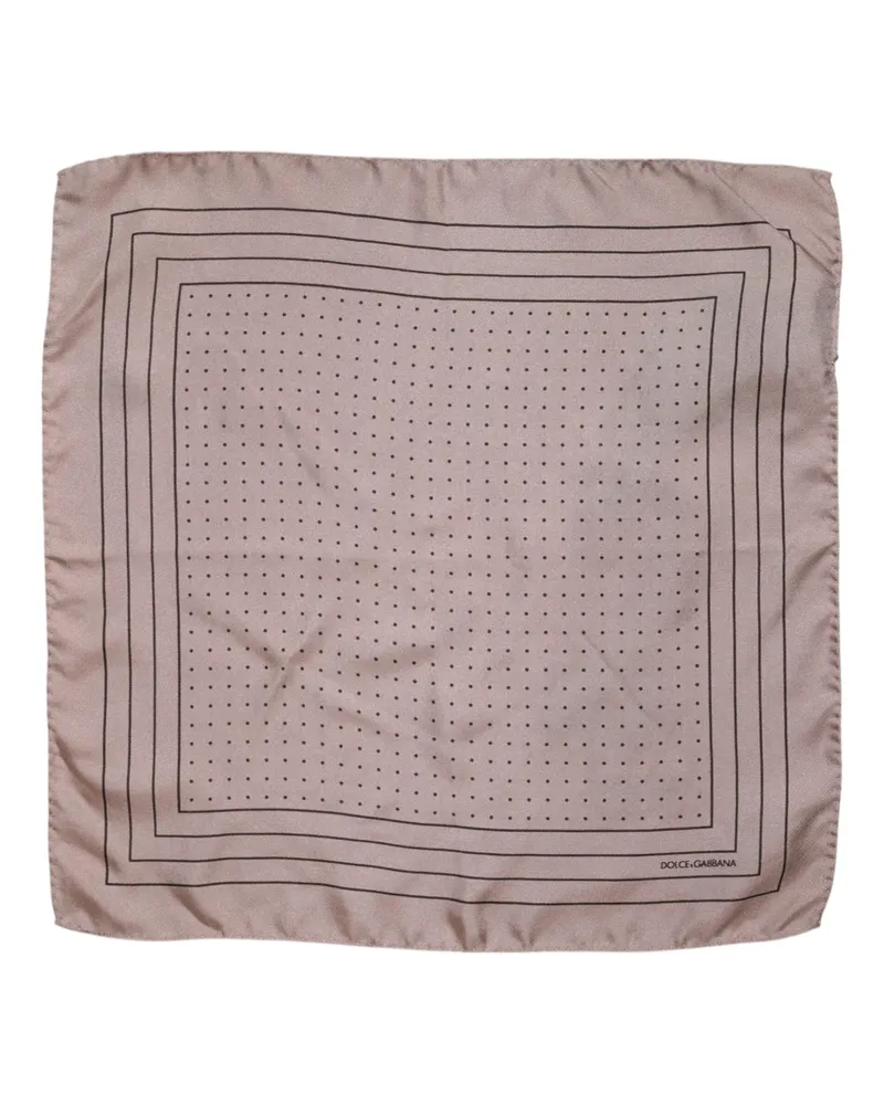 Dolce & Gabbana Beige Dotted Silk Square Men Foulard Scarf Beige
