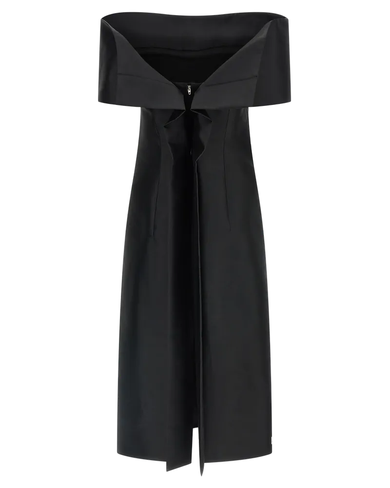 Jil Sander Off-Shoulder Silk Blend Dress — Black Black
