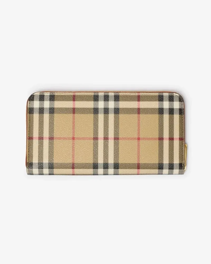 Burberry Checked Canvas Wallet — Beige Beige