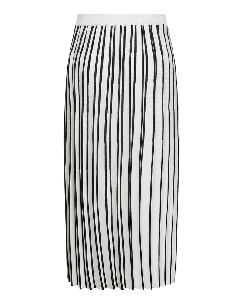 Blanca Women's Pleated Midi Skirt Ivory-Black Virgin Wool Ivory/black Ivory
