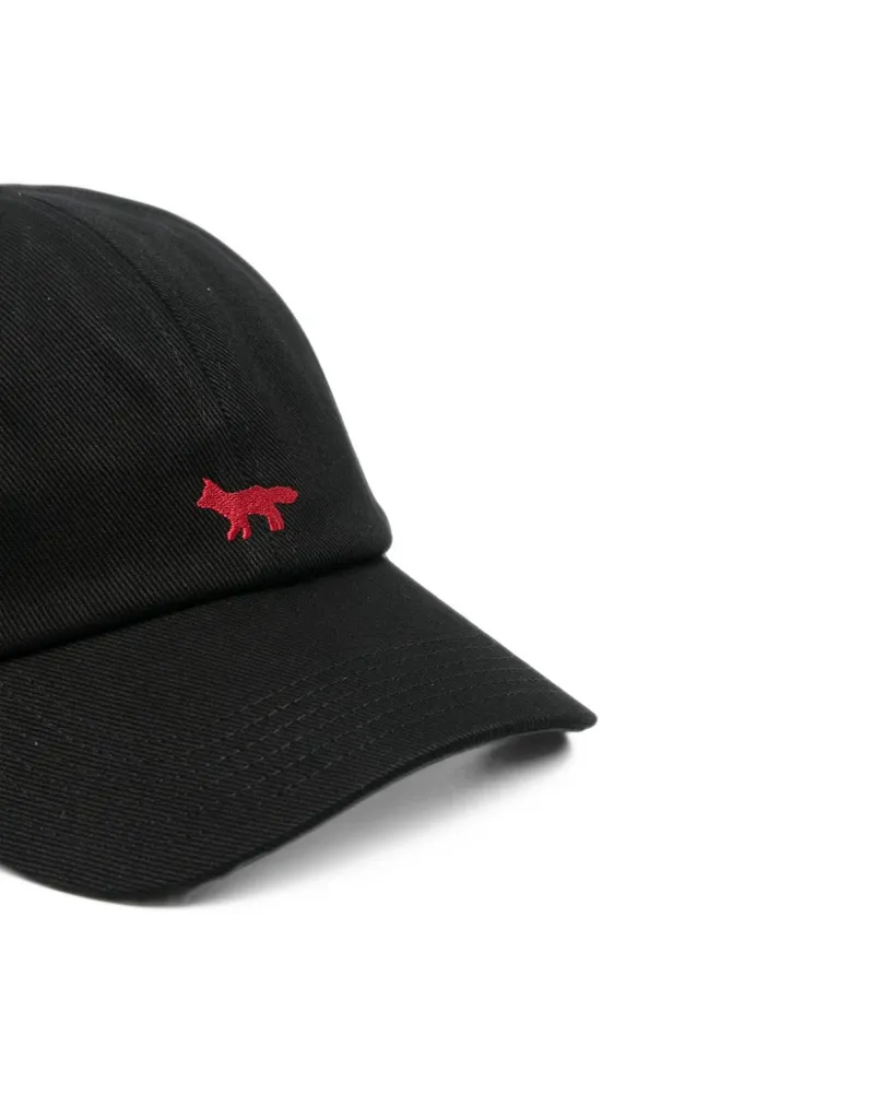 Kitsuné Fox-Patch Cotton Baseball Cap — Black Black