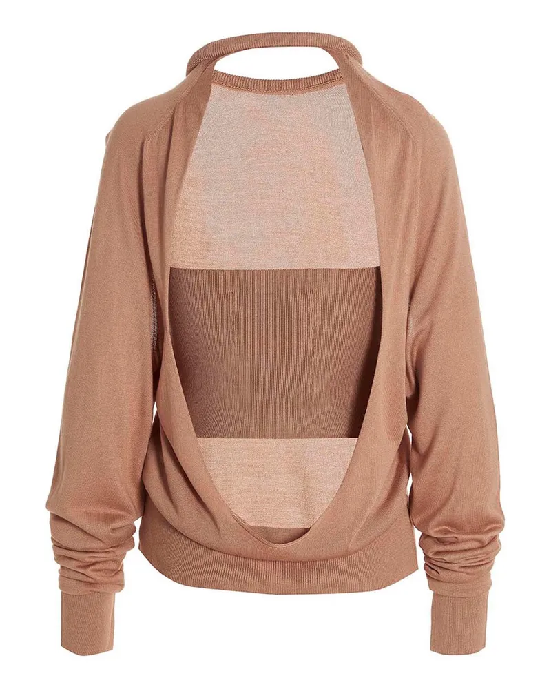 RAMAEL Silk Cut-Out Sweater — Beige Beige