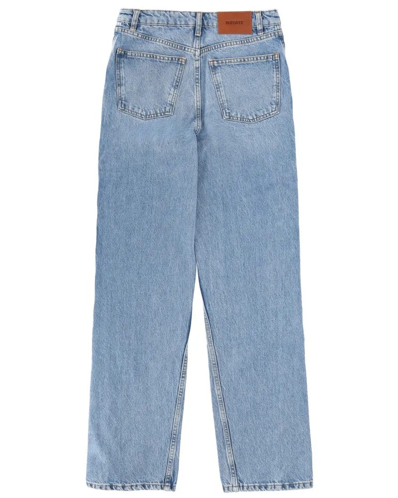 ROTATE Birger Christensen Organic Cotton Lace-Detail Jeans — Blue Blue