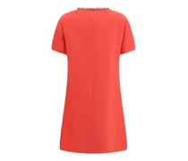 Women's Embellished Crew-Neck Dress Coral Pink-Silver Merino Wool Ovis Aries; Silk Pink/silver