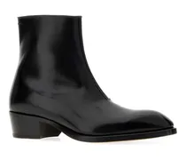 Men's Black Leather Ankle Boots Stivali