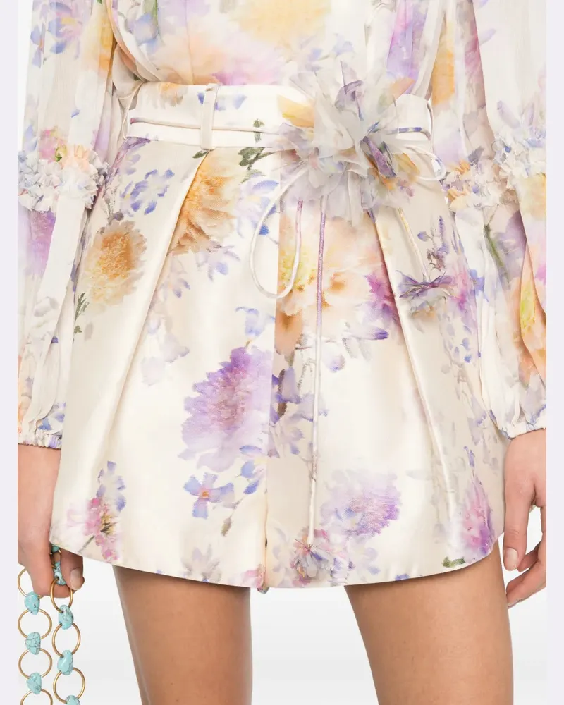 Zimmermann Women's Luna Floral Shorts Ss26 W Cream