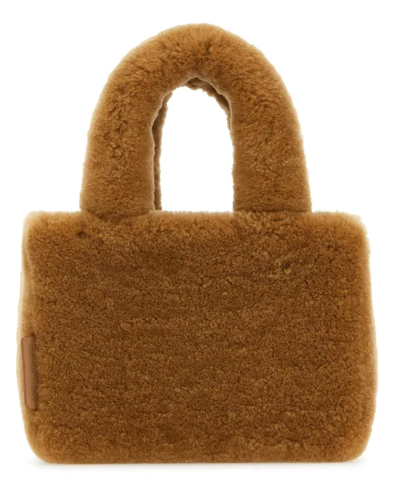 Amina Muaddi Women's Camel Shearling Amini Giuly Handbag Latsilha Borse A Mano Bag Camel