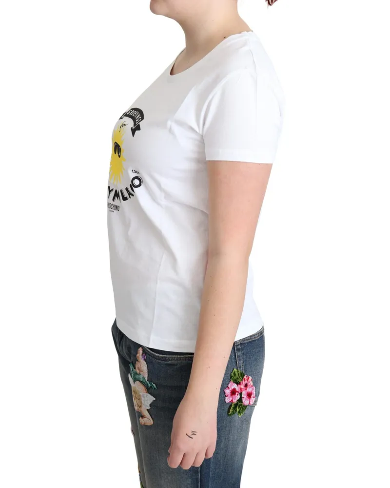 Moschino Women's White Cotton Sunny Milano Print T-Shirt White
