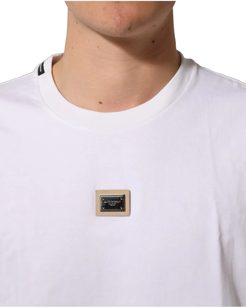 Dolce & Gabbana Metal Logo Plaque T-Shirt — White White