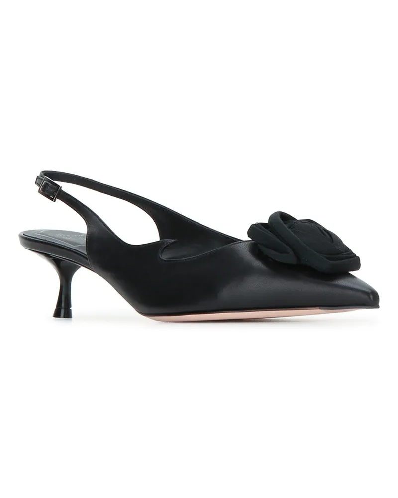 Roger Vivier Women's I Love Vivier Roses Sling Back 45 Nero Scarpe Con Tacco High Heel Shoes Black