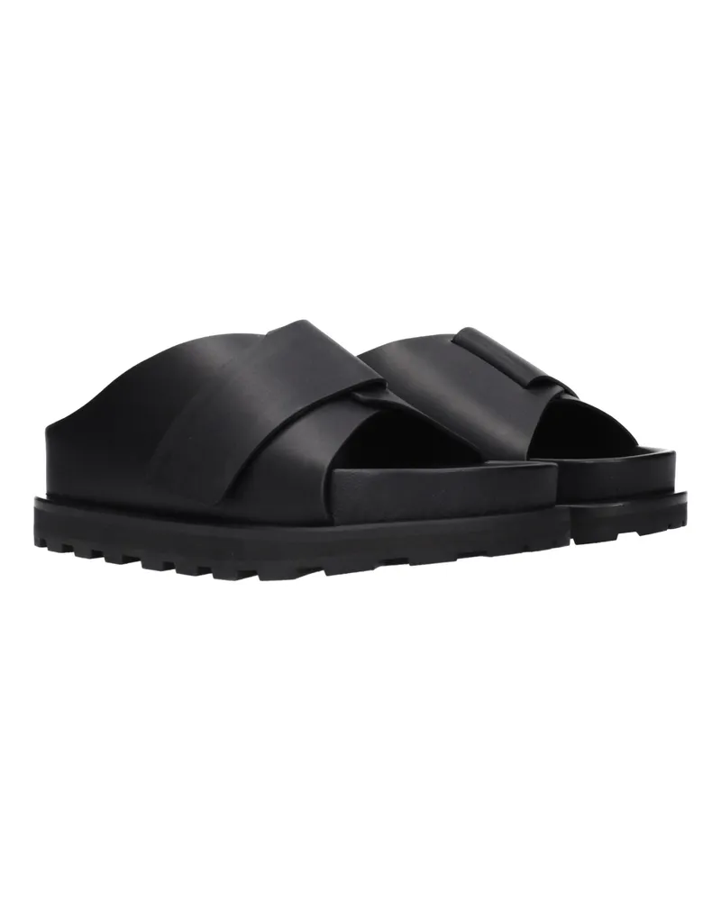 Jil Sander Leather Slippers — Black Black