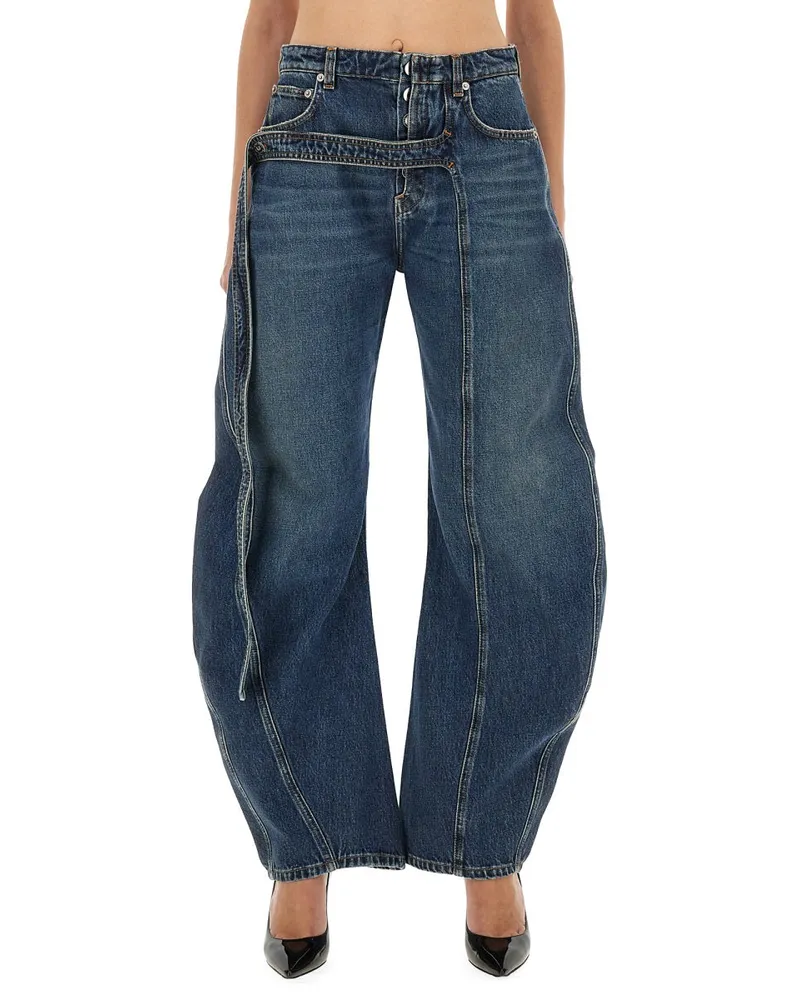 Jean Paul Gaultier Low-Rise Denim Cotton Jeans — Blue Blue